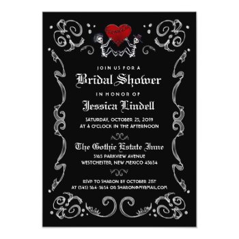 Black White Halloween Skeleton Bridal Shower 5x7 Paper Invitation Card by juliea2010 at Zazzle