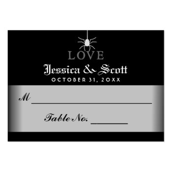 Black White Halloween Spider Wedding Seating Cards Large Business Card by juliea2010 at Zazzle
