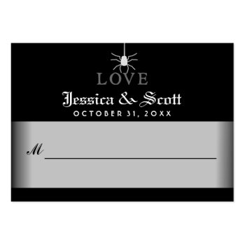 Black White Halloween Spider Wedding Seating Cards Large Business Card by juliea2010 at Zazzle