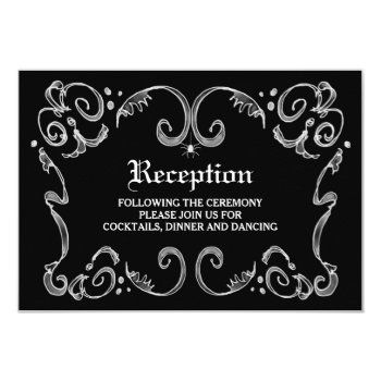 Black & White Halloween Wedding 3.5x5 Reception 3.5x5 Paper Invitation Card by juliea2010 at Zazzle