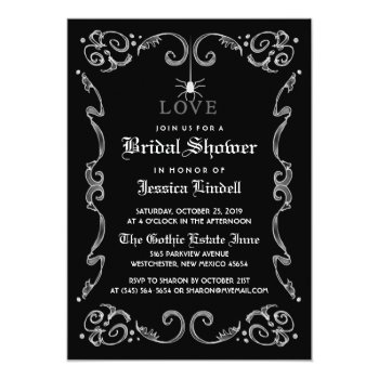Black White Halloween Wedding Gothic Bridal Shower 5x7 Paper Invitation Card by juliea2010 at Zazzle