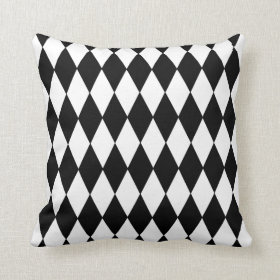 Black White Harlequin Pattern Throw Pillow