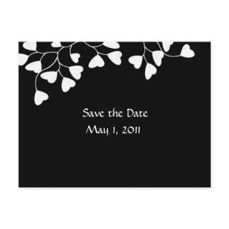 Black White Heart Save the Date postcard