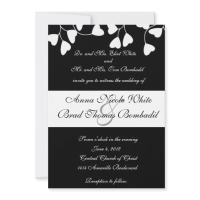 Black White Heart Wedding Invitation by RiverJude