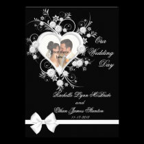Black & White Heart Wedding Photo Invitations 5x7 invitations