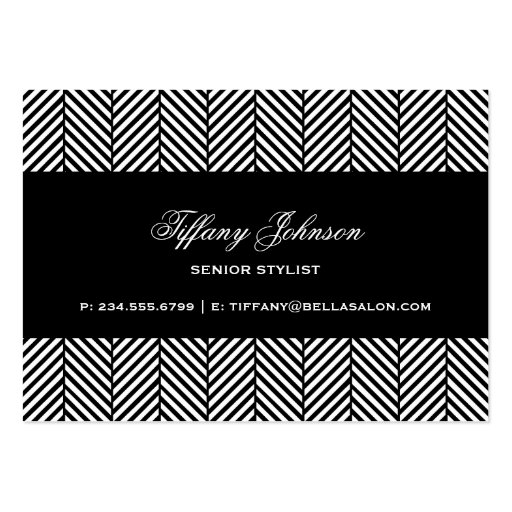 Black & White Herringbone Business Card Template (back side)