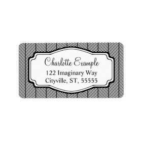 Black White Herringbone Classic Custom Personalized Address Label