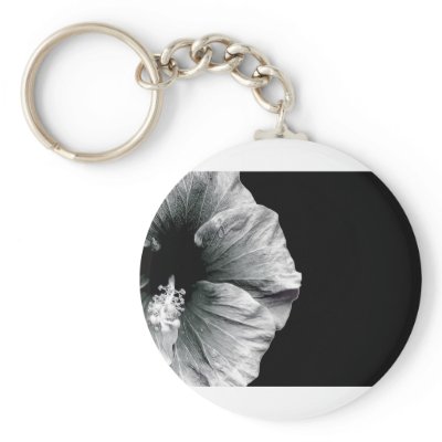 Black & White Hibiscus Flower Photography Key Chains by VoXeeD
