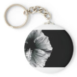 Black &amp; White Hibiscus Flower Photography Key Chains