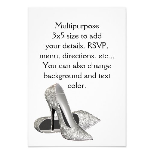 Black White High Heels Tiara Black Quinceanera Personalized Invitation
