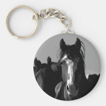 Black & White Horse Portrait Key Chains