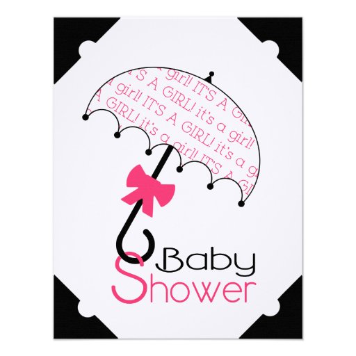 Black White & Hot Pink Baby Shower Invitation