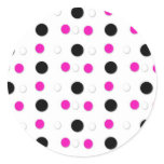 Black/White & Hot Pink Polka Dots Stickers stickers
