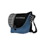 Black & White Hounds Tooth Racing Stripe Messenger rickshaw messenger bags