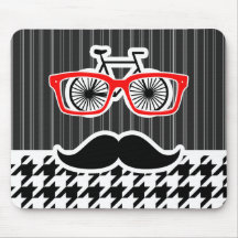 Black & White Houndstooth; Hipster Mouse Pad
