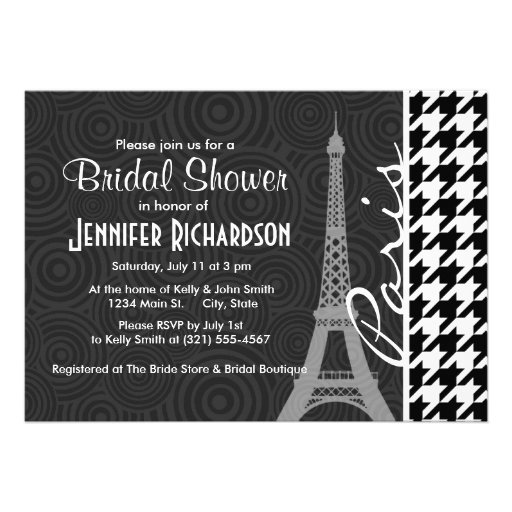 Black & White Houndstooth; Paris Custom Invitations
