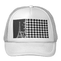 Black & White Houndstooth; Paris Mesh Hat