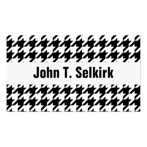 Black & White Houndstooth Pattern Business Card Templates (front side)