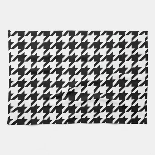 Black & White Houndstooth Pattern Hand Towel Zazzle