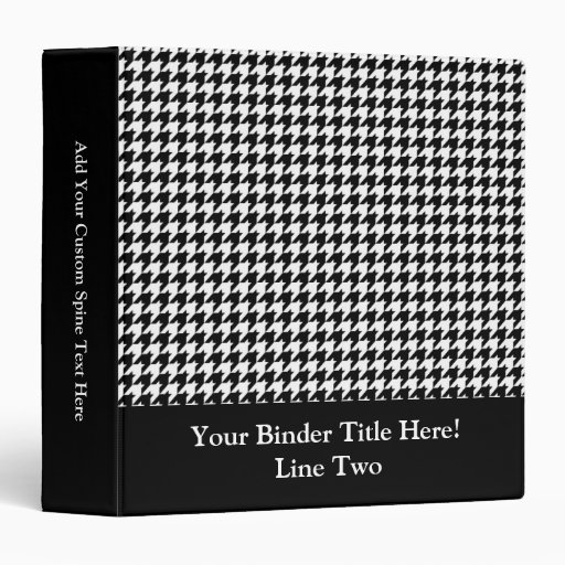 Black/White Houndstooth Stylish Fashion Designer Binders