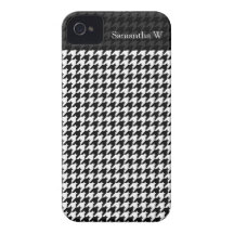 Black/White Houndstooth Stylish Fashion Designer iPhone 4 Cover