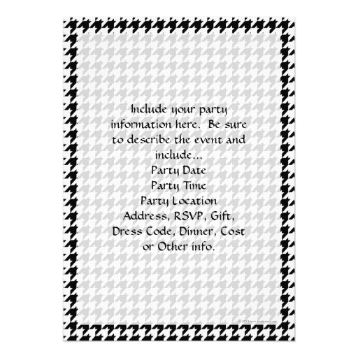 Black/White Houndstooth Stylish Fashion Designer Personalized Invites