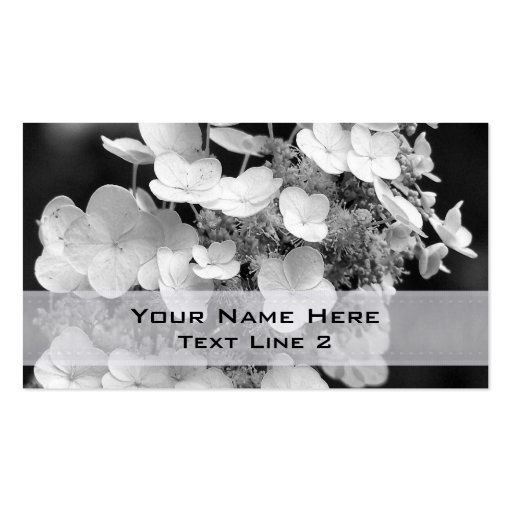 Black White Hydrangea Floral Business Card (front side)