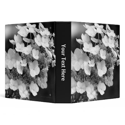 Black White Hydrangea Flowers Notebook 3 Ring Binders