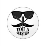 Black White I Mustache You a Question Wall Clock
