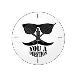 Black White I Mustache You a Question Wall Clock