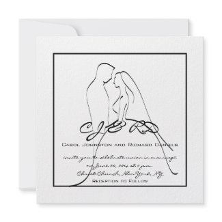 Black White Initials Names Wedding Invitations invitation