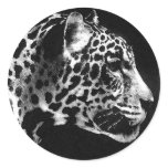 Black & White Jaguar Pop Art Round Stickers
