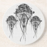 Black & White Jellyfish-Tattoo Art coasters