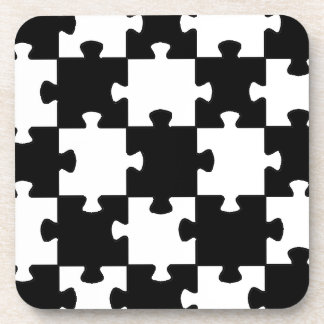 Black white jigsaw puzzle backgrounds coasters