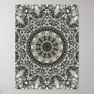 black white kaleidoscope pattern poster