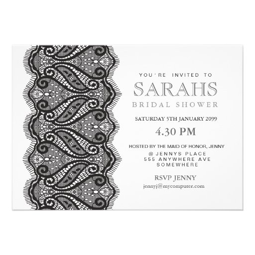 Black & White Lace Bridal Shower Party Invite