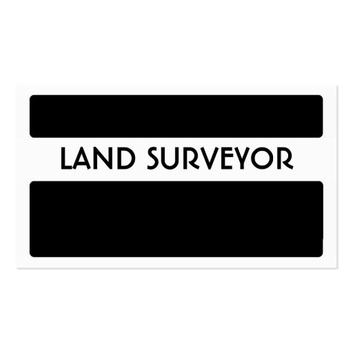 Black white land surveyor simple business cards (front side)