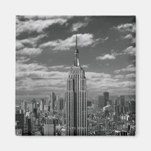 Black & White landscape of New York City skyline Refrigerator Magnet