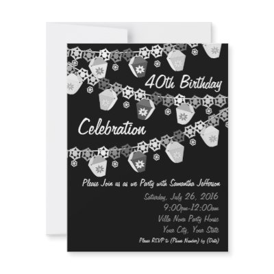 Black+White Lanterns Custom 40th Birthday Custom Invites by CustomInvites