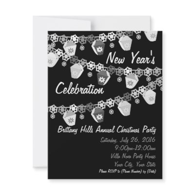 Black+White Lanterns Custom New Year's Invitations by CustomInvites