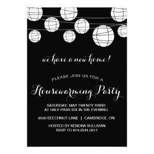 BLACK WHITE LANTERNS HOUSEWARMING PARTY INVITATION