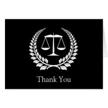 Black/White Laurel Law School Graduation Greeting Cards