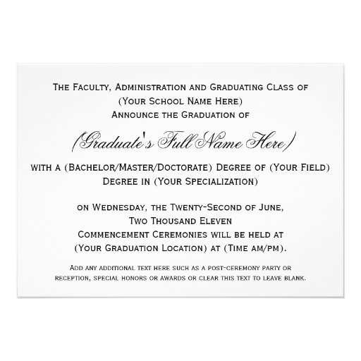 Black/White Laurel Law School Graduation Personalized Invitation