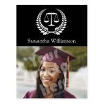Black/White Laurel Law School Graduation Post Card