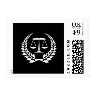 Black/White Laurel Law School Graduation Postage Stamps