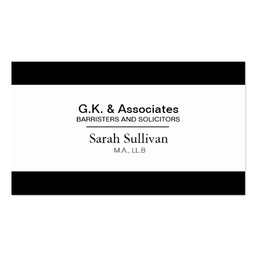 Black & White Law Business Card - Lawyer Attorney