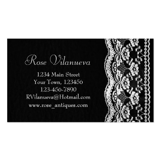 Black & White Leather & Lace Business Card Templates (back side)