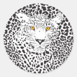 Black & White Leopard Camouflaged In Spots Pattern Stickers