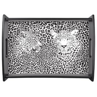 Black & White Leopard Illustration Food Trays