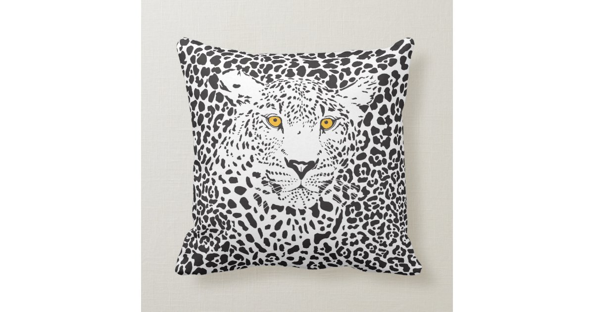 Black & White Leopard In Spots Pillow Zazzle